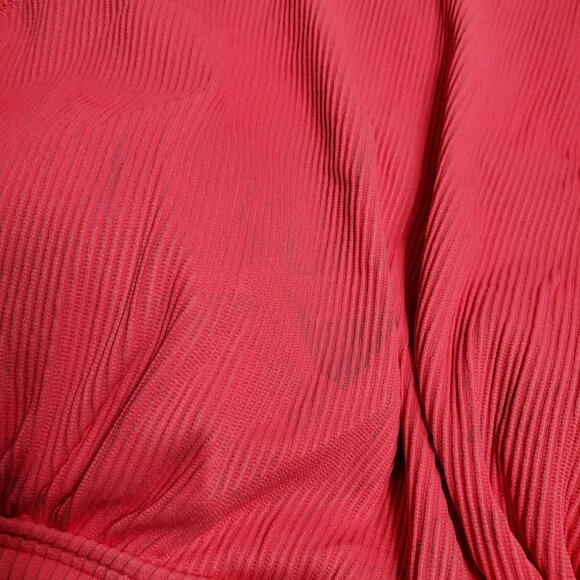 Old Navy Woman's Neon Coral Ribbed High Neck Halter Bikini Top NWT Plus Size XXL - Picture 4 of 5